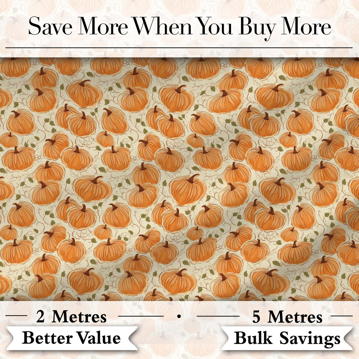 Vintage Pumpkin Vine Seamless Pattern Autumn Botanical Fabric Digital Print Fabric by the Metre UK Sewing Quilting Textile