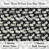 Monochrome Pumpkin Pattern Seamless Design Halloween Theme Fabric Digital Print Fabric by the Metre UK Sewing Quilting Textile