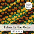 Golden Pumpkin Harvest with Swirling Vines Seamless Green Background Fabric Digital Print Fabric by the Metre UK Sewing Quilting Textile