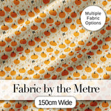 Cute Small Pumpkins and Floral Sprigs Seamless Pattern Light Background Fabric Digital Print Fabric by the Metre UK Sewing Quilting Textile