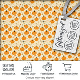 Cute Small Pumpkins and Floral Sprigs Seamless Pattern Light Background Fabric Digital Print Fabric by the Metre UK Sewing Quilting Textile