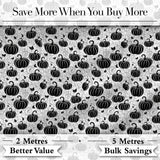 Black and White Pumpkin Illustration Seamless Pattern Halloween Theme Fabric Digital Print Fabric by the Metre UK Sewing Quilting Textile