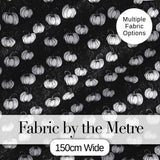 Monochrome White Pumpkins on Black Seamless Pattern Elegant Halloween Fabric Digital Print Fabric by the Metre UK Sewing Quilting Textile