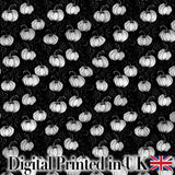 Monochrome White Pumpkins on Black Seamless Pattern Elegant Halloween Fabric Digital Print Fabric by the Metre UK Sewing Quilting Textile
