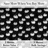Monochrome White Pumpkins on Black Seamless Pattern Elegant Halloween Fabric Digital Print Fabric by the Metre UK Sewing Quilting Textile