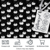 Monochrome White Pumpkins on Black Seamless Pattern Elegant Halloween Fabric Digital Print Fabric by the Metre UK Sewing Quilting Textile