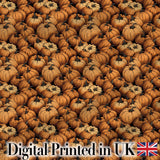 Rustic Harvest Pumpkins Cluster Seamless Pattern Dark Background Autumn Theme Digital Print Fabric by the Metre UK Sewing Quilting Textile