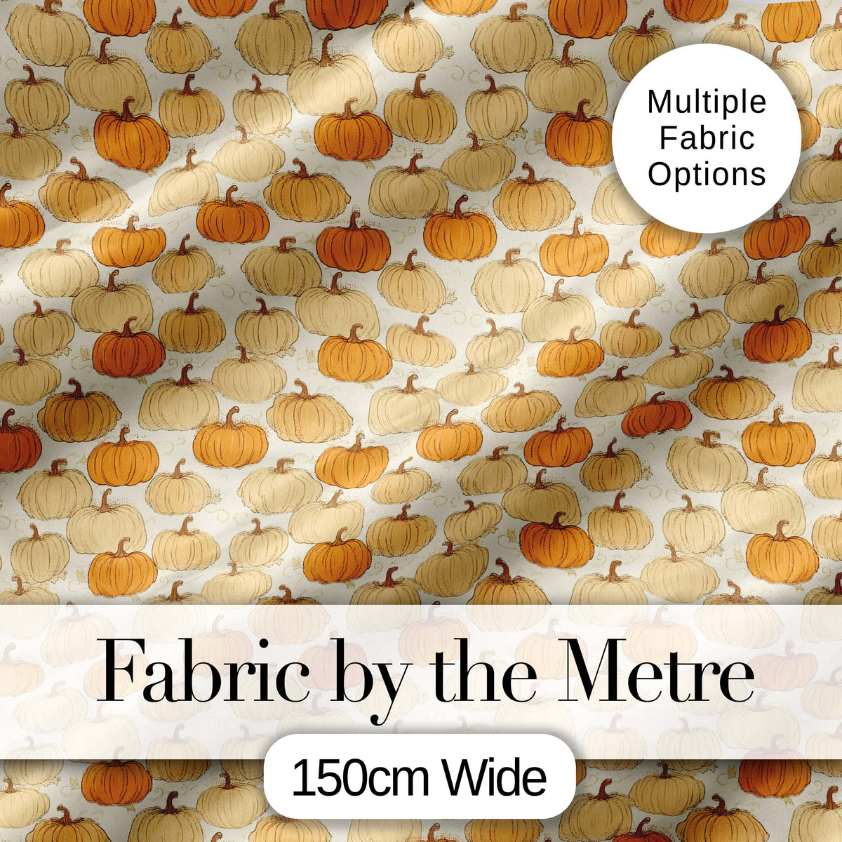 Neutral Tone Pumpkins Mix Seamless Pattern Soft Vintage Background Digital Print Fabric by the Metre UK Sewing Quilting Textile
