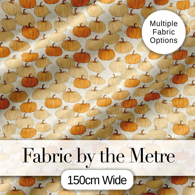 Neutral Tone Pumpkins Mix Seamless Pattern Soft Vintage Background Digital Print Fabric by the Metre UK Sewing Quilting Textile