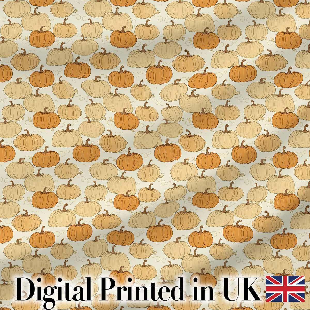 Neutral Tone Pumpkins Mix Seamless Pattern Soft Vintage Background Digital Print Fabric by the Metre UK Sewing Quilting Textile