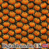 Bright Orange Pumpkins Seamless Pattern Black Background Autumn Fabric Digital Print Fabric by the Metre UK Sewing Quilting Textile
