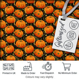 Bright Orange Pumpkins Seamless Pattern Black Background Autumn Fabric Digital Print Fabric by the Metre UK Sewing Quilting Textile