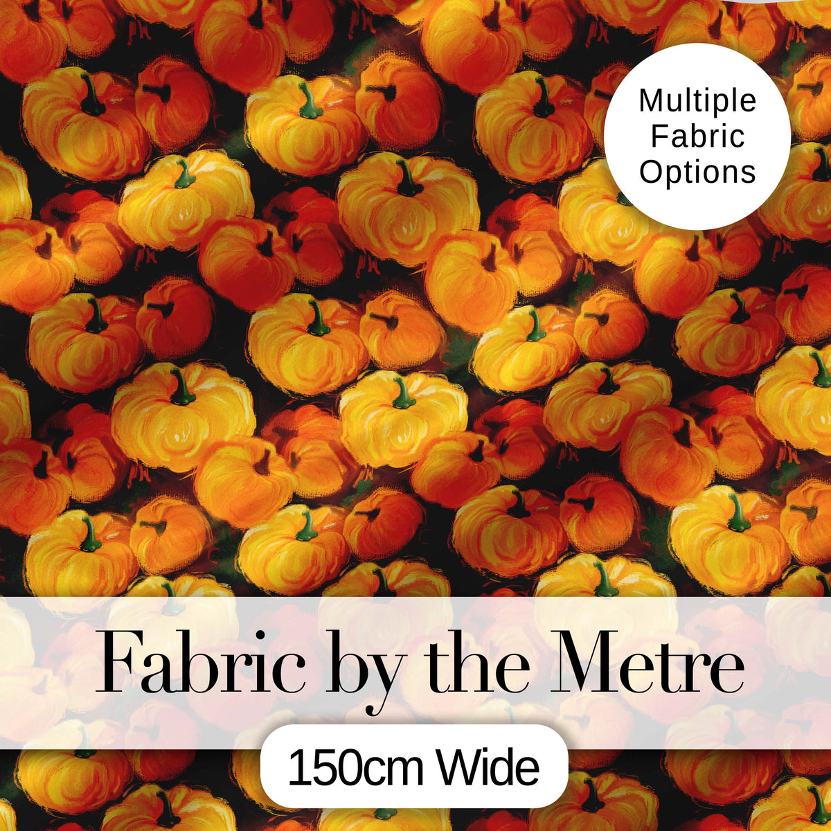Painterly Pumpkin Harvest Seamless Pattern Rich Autumn Colors Background Digital Print Fabric by the Metre UK Sewing Quilting Textile