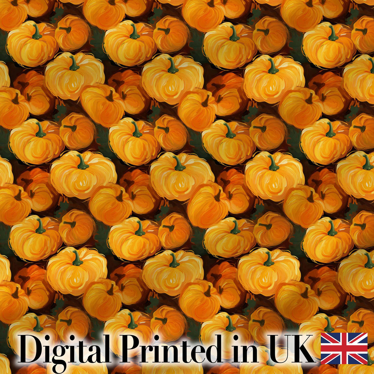 Painterly Pumpkin Harvest Seamless Pattern Rich Autumn Colors Background Digital Print Fabric by the Metre UK Sewing Quilting Textile