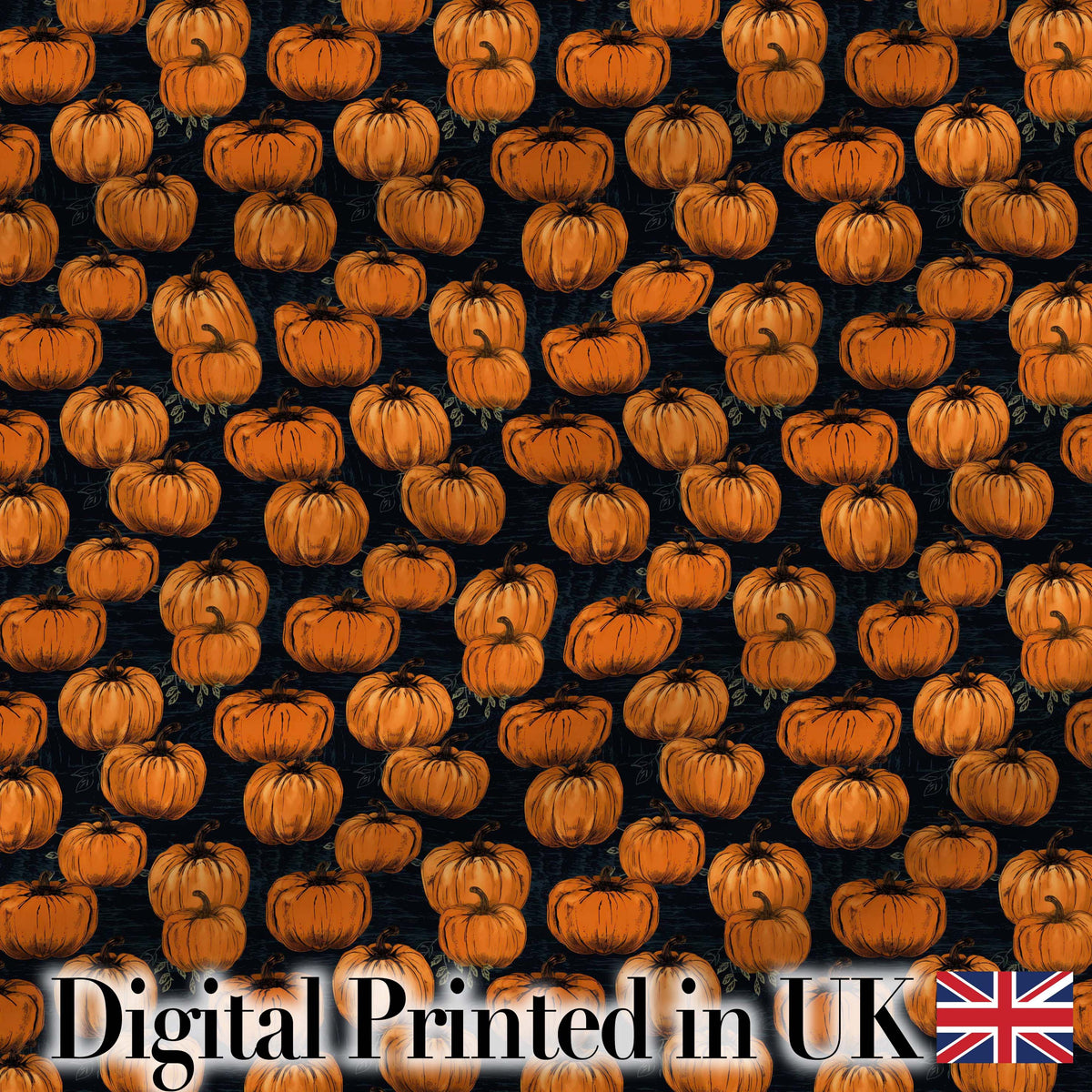 Hand Drawn Pumpkins on Dark Textured Background Seamless Pattern Autumn Fabric Digital Print Fabric by the Metre UK Sewing Quilting Textile