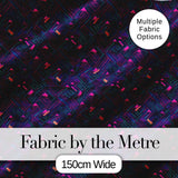 Neon Geometric Lines Abstract Pattern Dark Background Futuristic Style Digital Print Fabric by the Metre UK Sewing Quilting Textile