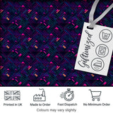 Neon Geometric Lines Abstract Pattern Dark Background Futuristic Style Digital Print Fabric by the Metre UK Sewing Quilting Textile