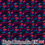 Retro Neon Mountain Shapes Seamless Pattern Vibrant Abstract Landscape Digital Print Fabric by the Metre UK Sewing Quilting Textile