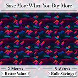 Retro Neon Mountain Shapes Seamless Pattern Vibrant Abstract Landscape Digital Print Fabric by the Metre UK Sewing Quilting Textile