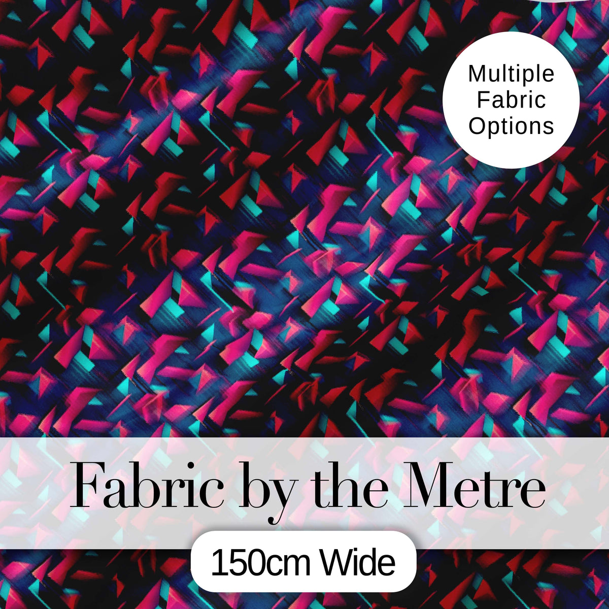 Abstract Neon Polygon Shapes Pattern Dynamic Geometric Seamless Design Digital Print Fabric by the Metre UK Sewing Quilting Textile