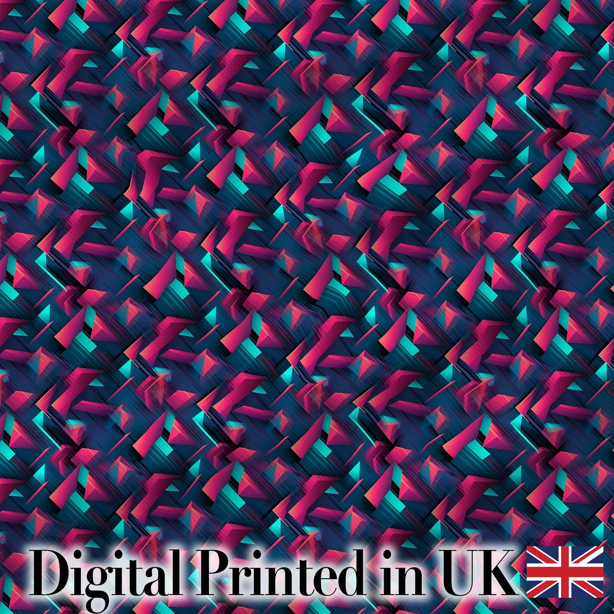 Abstract Neon Polygon Shapes Pattern Dynamic Geometric Seamless Design Digital Print Fabric by the Metre UK Sewing Quilting Textile