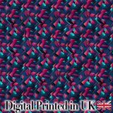 Abstract Neon Polygon Shapes Pattern Dynamic Geometric Seamless Design Digital Print Fabric by the Metre UK Sewing Quilting Textile
