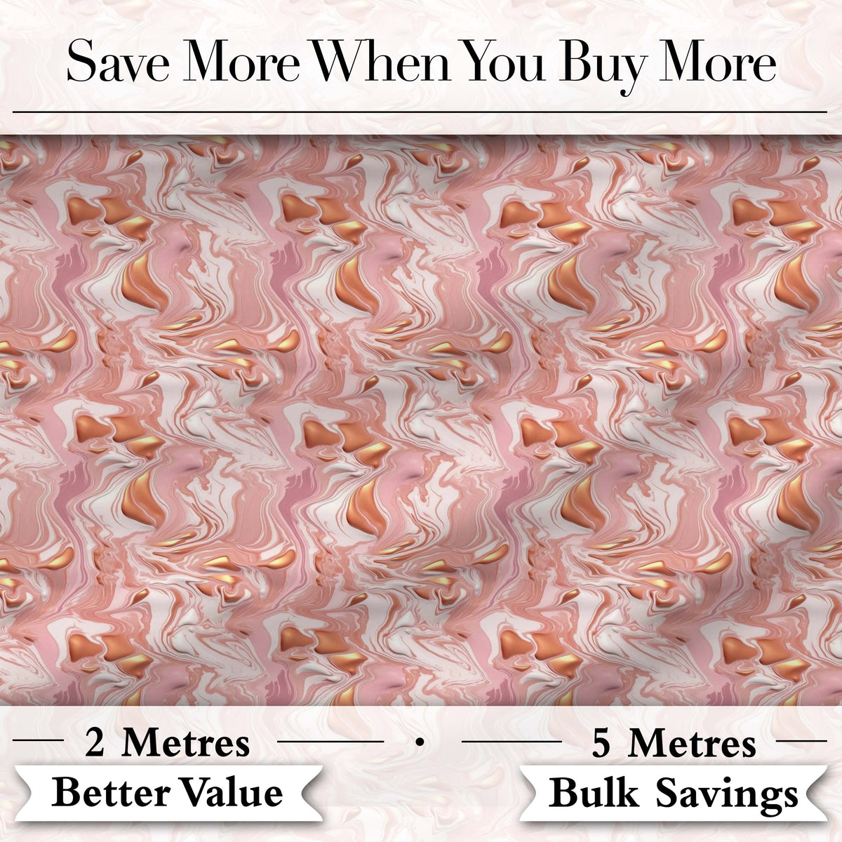 Glossy Peach Marble Flow Seamless Pattern Metallic Fluid Abstract Art Digital Print Fabric by the Metre UK Sewing Quilting Textile