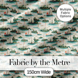Vintage Sailing Boats Coastal Landscape Seamless Pattern Soft Pastel Sea Digital Print Fabric by the Metre UK Sewing Quilting Textile