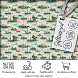 Vintage Sailing Boats Coastal Landscape Seamless Pattern Soft Pastel Sea Digital Print Fabric by the Metre UK Sewing Quilting Textile