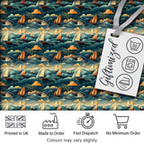Colorful Ocean Waves Sailboats Scenic Seamless Pattern Dramatic Sea Digital Print Fabric by the Metre UK Sewing Quilting Textile
