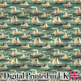 Charming Sailboats Floral Sea Seamless Pattern Whimsical Coastal Design Digital Print Fabric by the Metre UK Sewing Quilting Textile