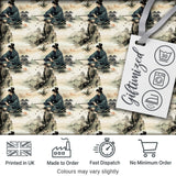 Serene Samurai Warrior Mountain Scene Seamless Pattern Japanese Art Digital Print Fabric by the Metre UK Sewing Quilting Textile