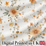 Watercolor Floral Stars Hanging Blooms Seamless Pattern Soft Beige Digital Print Fabric by the Metre UK Sewing Quilting Textile