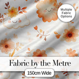 Cute Smiling Clouds Flowers Pastel Seamless Pattern Kids Nursery Digital Print Fabric by the Metre UK Sewing Quilting Textile