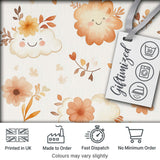 Cute Smiling Clouds Flowers Pastel Seamless Pattern Kids Nursery Digital Print Fabric by the Metre UK Sewing Quilting Textile