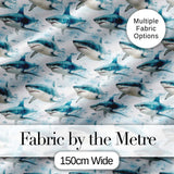 Blue Shark Underwater Ocean Seamless Pattern Light Sea Background Digital Print Fabric by the Metre UK Sewing Quilting Textile