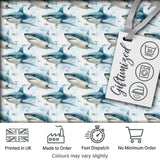 Blue Shark Underwater Ocean Seamless Pattern Light Sea Background Digital Print Fabric by the Metre UK Sewing Quilting Textile