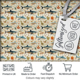 Ocean Sharks Coral Reef Seamless Pattern Soft Beige Background Marine Life Digital Print Fabric by the Metre UK Sewing Quilting Textile