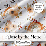 Boho Rainbow Floral Leaves Seamless Pattern Warm Earth Tone Background Digital Print Fabric by the Metre UK Sewing Quilting Textile