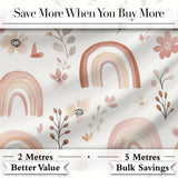 Pastel Rainbow Floral Seamless Pattern Soft Pink Neutral Background Baby Theme Digital Print Fabric by the Metre UK Sewing Quilting Textile