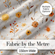 Cute Smiling Sun Floral Leaves Seamless Pattern Warm Neutral Background Digital Print Fabric by the Metre UK Sewing Quilting Textile