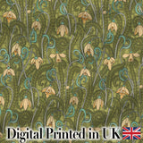 Art Nouveau Green Botanical Floral Seamless Pattern Vintage Nature Background Digital Print Fabric by the Metre UK Sewing Quilting Textile