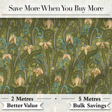 Art Nouveau Green Botanical Floral Seamless Pattern Vintage Nature Background Digital Print Fabric by the Metre UK Sewing Quilting Textile