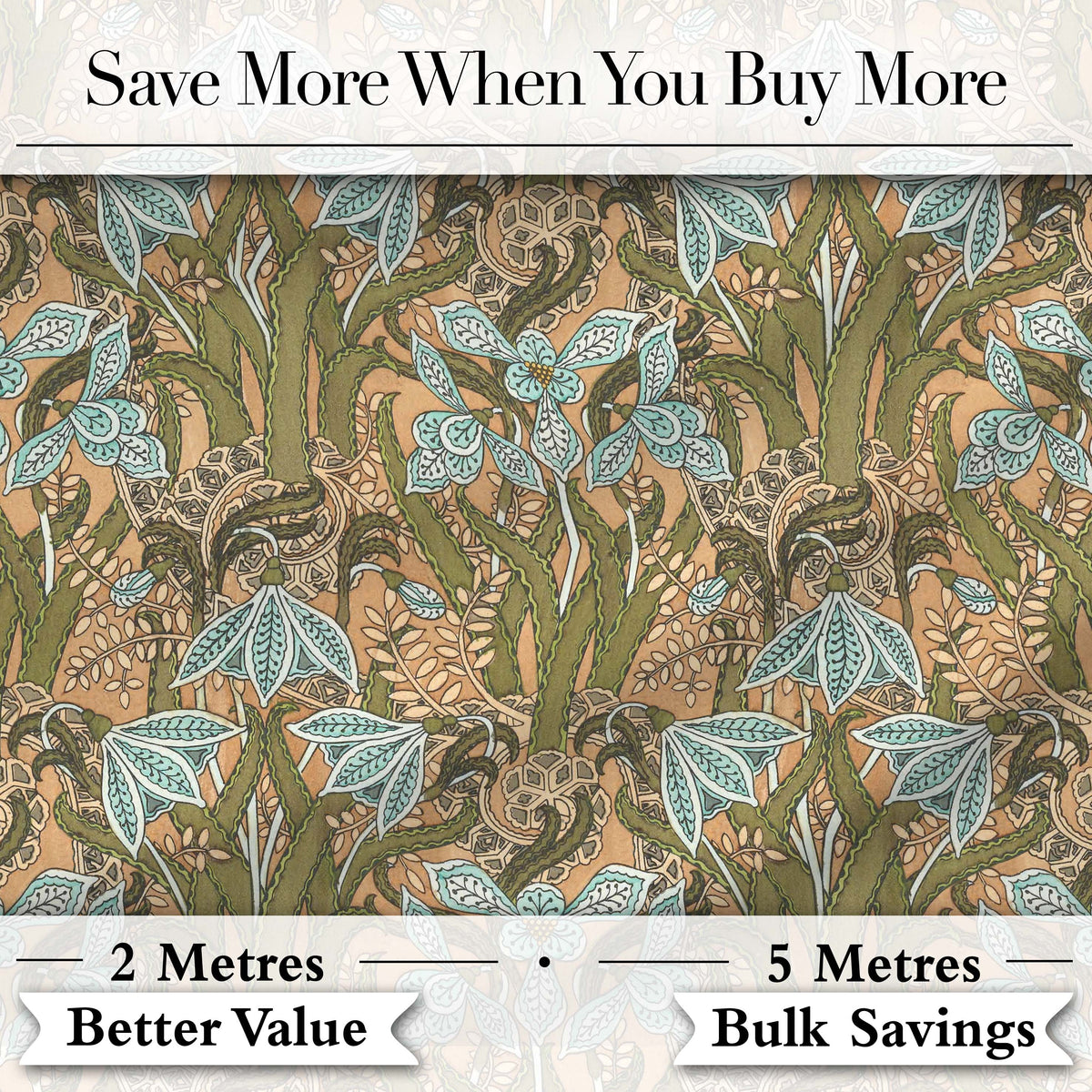 William Morris Style Blue Floral  Seamless Pattern Vintage Classic Background Digital Print Fabric by the Metre UK Sewing Quilting Textile