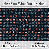 Festive Red Blue Snowflake Seamless Pattern Christmas Holiday Background Digital Print Fabric by the Metre UK Sewing Quilting Textile