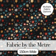 Colorful Starburst Snowflake Dark Seamless Pattern Festive Night Background Digital Print Fabric by the Metre UK Sewing Quilting Textile