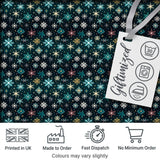 Teal Gold Snowflake Star Seamless Pattern Elegant Winter Night Background Digital Print Fabric by the Metre UK Sewing Quilting Textile