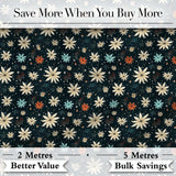 Dark Floral Starburst Winter Seamless Pattern Elegant Night Garden Design Digital Print Fabric by the Metre UK Sewing Quilting Textile