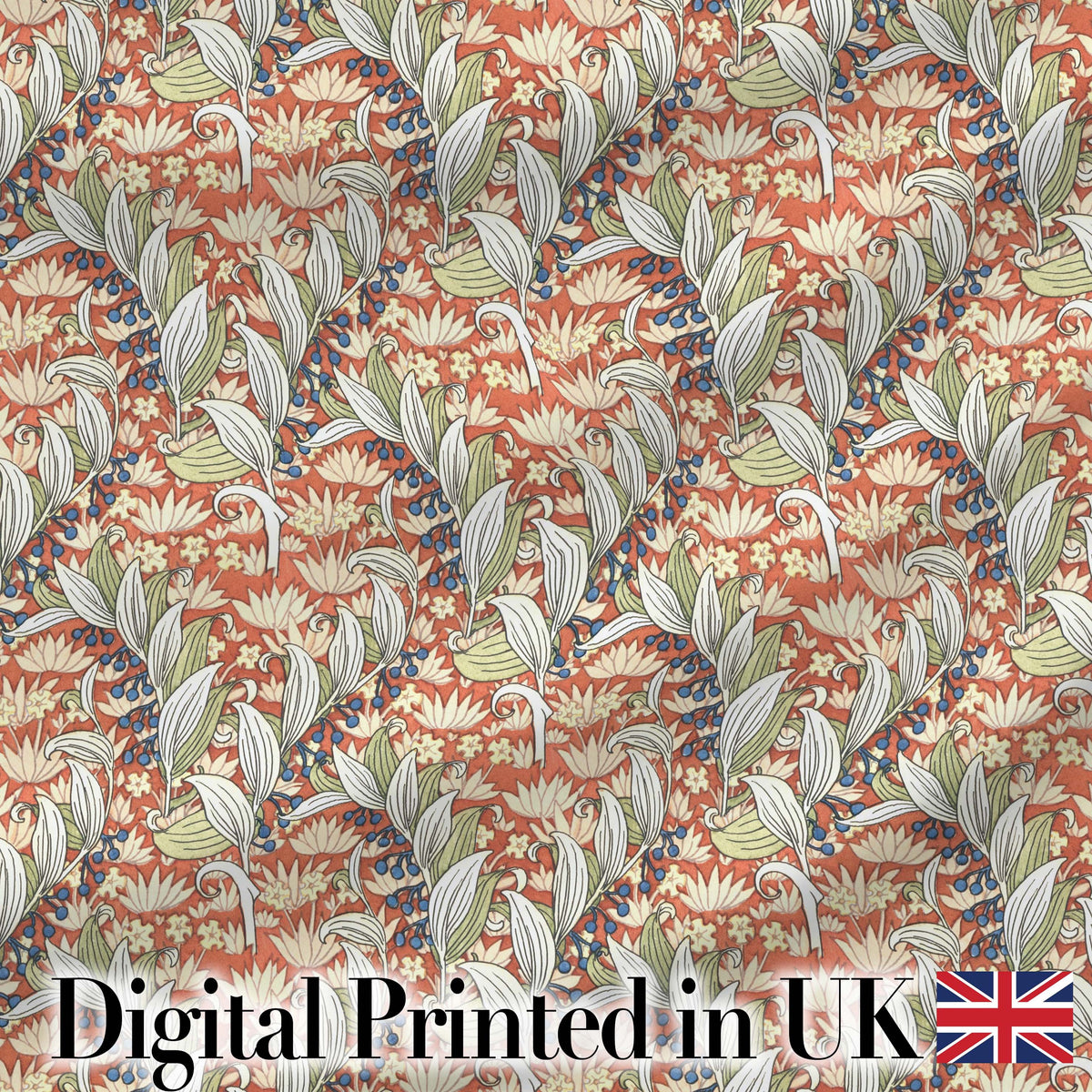 Vintage Botanical Lily Floral Seamless Pattern Classic Art Nouveau Style Digital Print Fabric by the Metre UK Sewing Quilting Textile