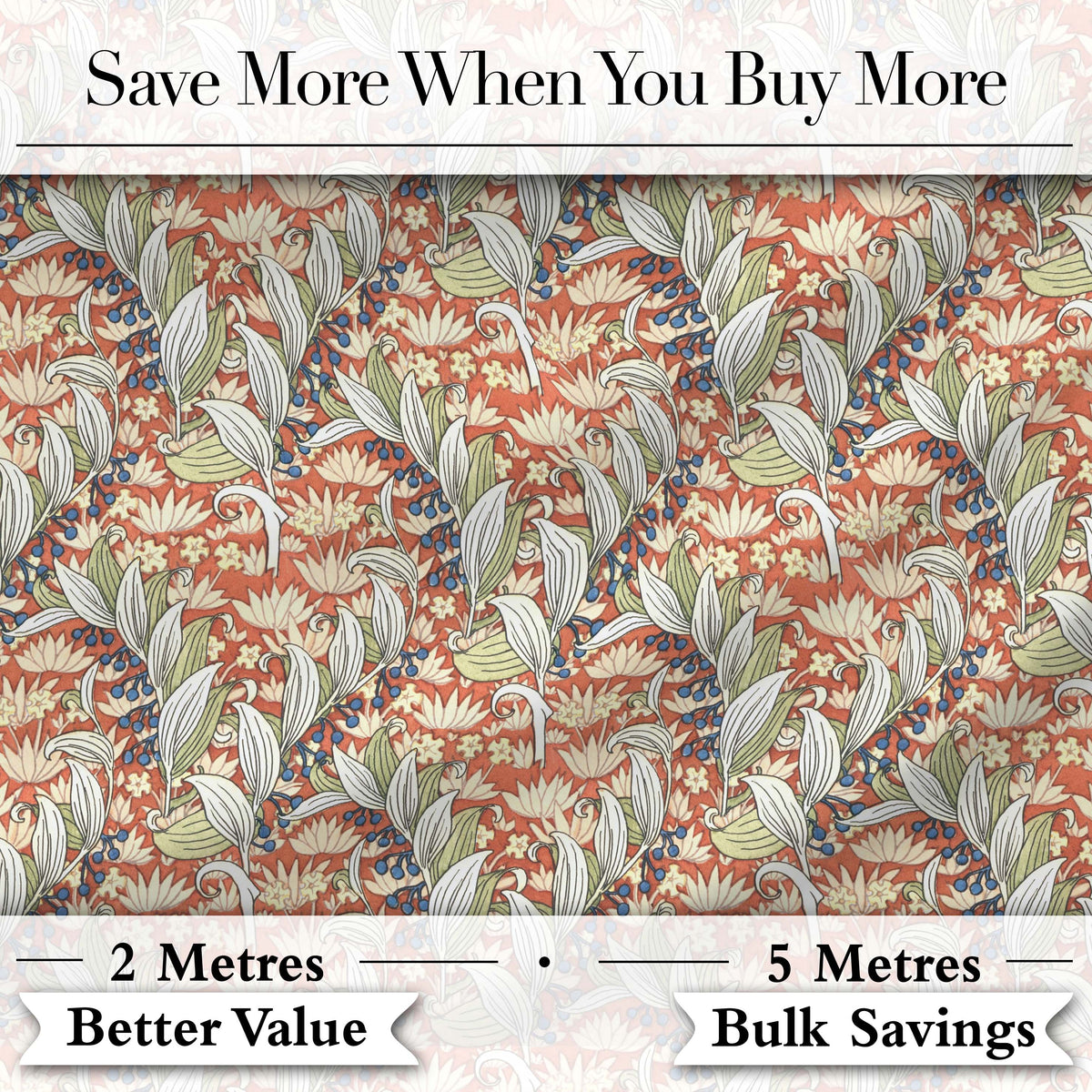 Vintage Botanical Lily Floral Seamless Pattern Classic Art Nouveau Style Digital Print Fabric by the Metre UK Sewing Quilting Textile